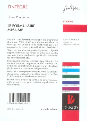 Le Formulaire Mpsi Mp Formules De Mathematiques Physique Et