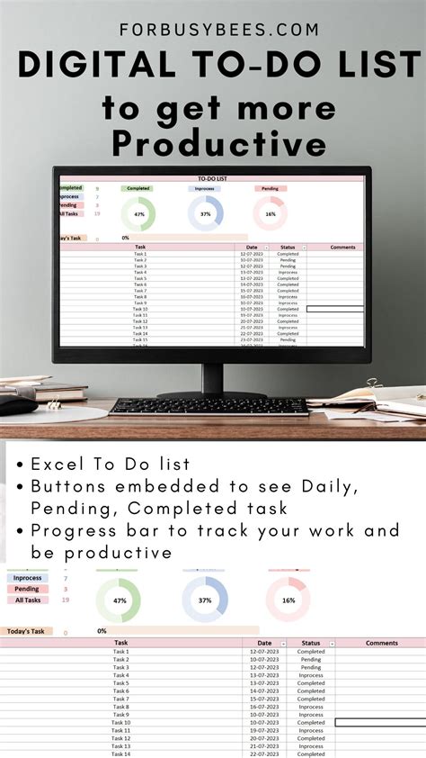 To Do List Excel Spreadsheet Digtial Excel Template Digital Checklist