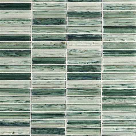 Maya Stacked Sage Polished Glass Mosaic