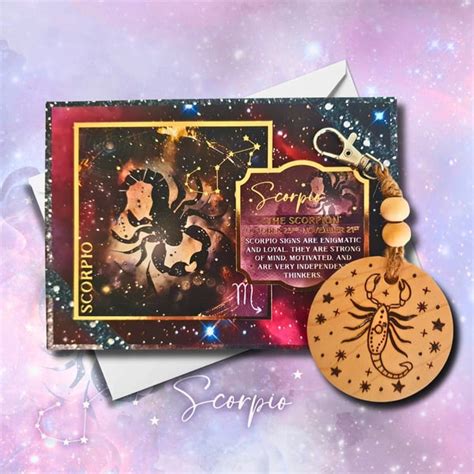 Scorpio Zodiac Star Sign Card Wooden Keyring Folksy