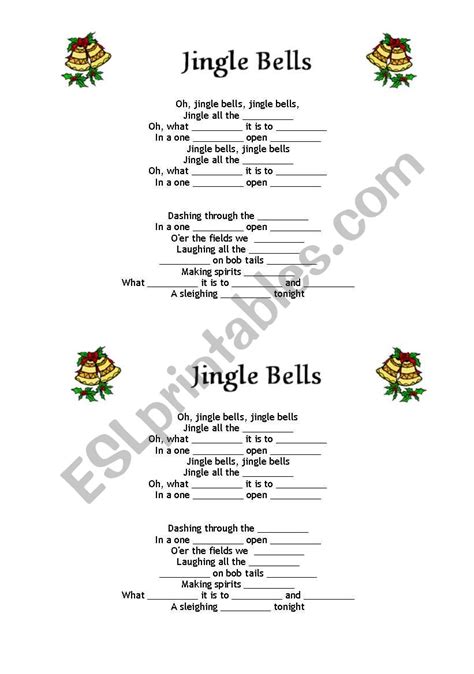 Jingle Bells Fill In The Gaps ESL Worksheet By Blinky