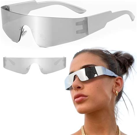 Behone Futuristische Sonnenbrille Space Brille Alien Brille Set