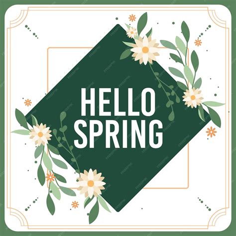 Free Vector Spring Season Frame With Flowers And Geometric Shapes