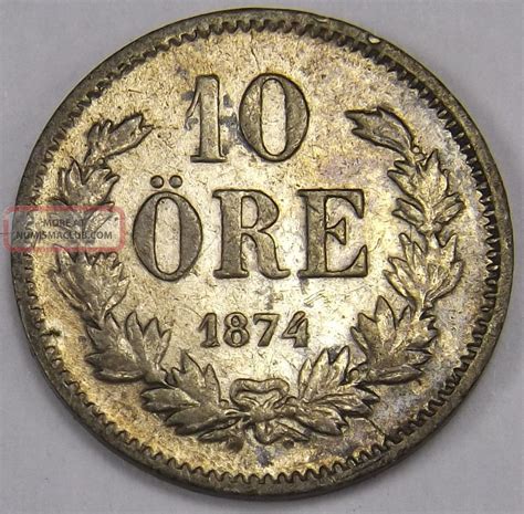 Sweden 10 Ore 1874 Silver Coin