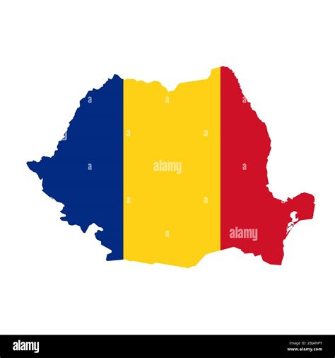 Romania flag map. Country outline with national flag Stock Photo - Alamy