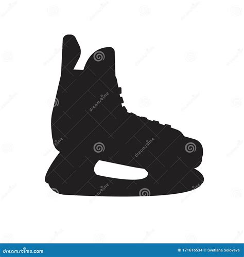 Vector Flat Black Hockey Ice Skate Silhouette Stock Illustration