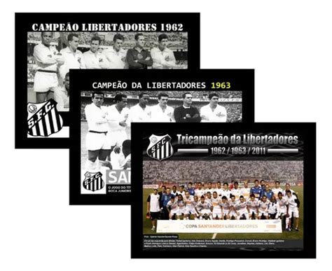 Santos Tri campeão Da Libertadores Kit 3 Placa Decorativa