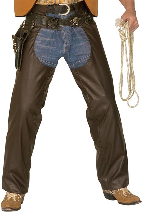 Adult Unisex Cowboy Chaps Brown Leatherlook Costume For American Wild