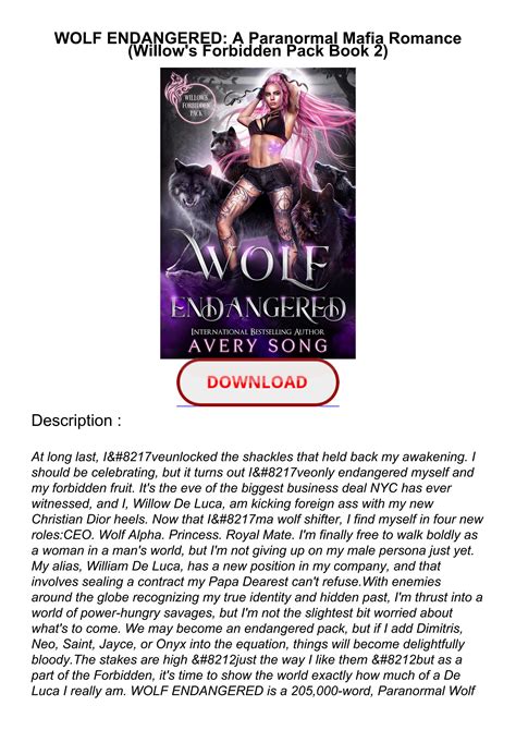 PDF READ ONLINE WOLF ENDANGERED A Paranormal Mafia Romance Willow S