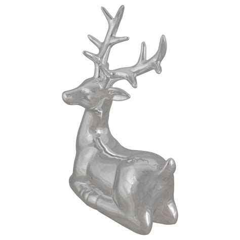 10 Metallic Silver Sitting Reindeer Christmas Tabletop Decor Bed