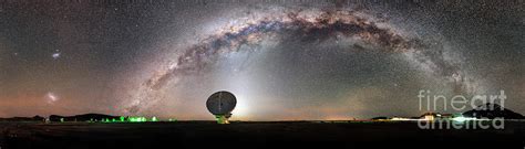 Milky Way And One Of The Alma Telescopes 1 By Science Photo Library