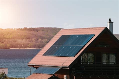 Sonnenkollektoren Auf Dem Dach Konzept Zur Nutzung Von Photovoltaik In