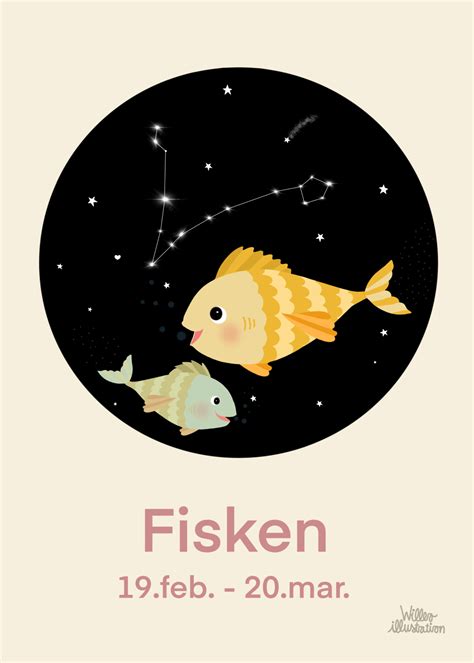 Stjernetegn fisk Børneplakat