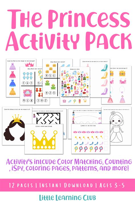 The Princess Activity Pack- Educational Printables for Ages 3-5 ...