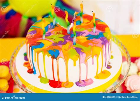 Colorful Birthday Cake Stock Image Image Of Decoration 48868665