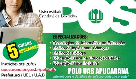 Polo Uab Apucarana Inscri Es Abertas Para Cinco Novos Cursos De P S