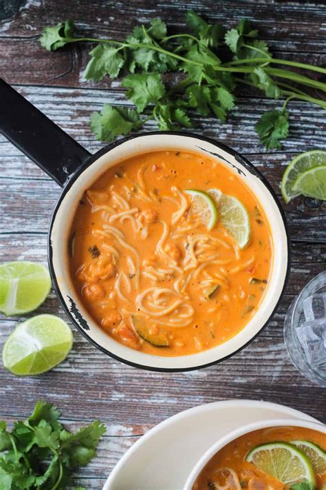 Vegan Red Curry Thai Noodle Soup Gluten Free Oil Free