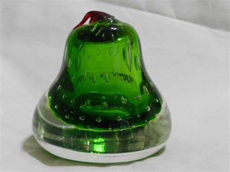 Vintage Lefton Art Glass Controlled Bubble Green Pear Shaped Etsy