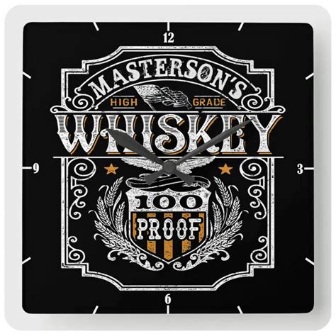 Personalized NAME Old West Whiskey Brewery Bar Square Wall Clock Zazzle