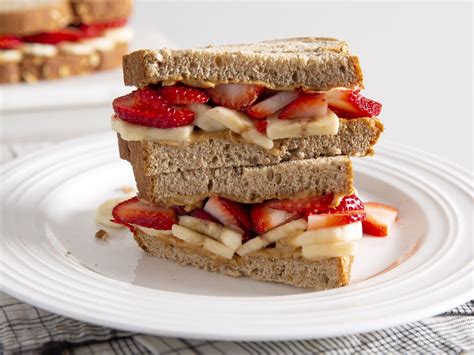 Almond Butter, Strawberry and Banana Sandwiches