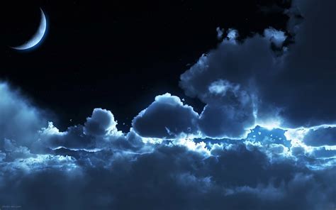 عکس آسمان ابری در شب Night Clouds