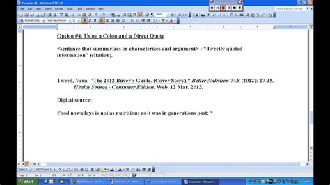 Mla Format Writing Option 4 Colon And Quotation Youtube