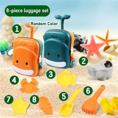 JOUET DE PLAGE Luggage Set 8PCS Jouets De Plage Pour Enfants Ensemble