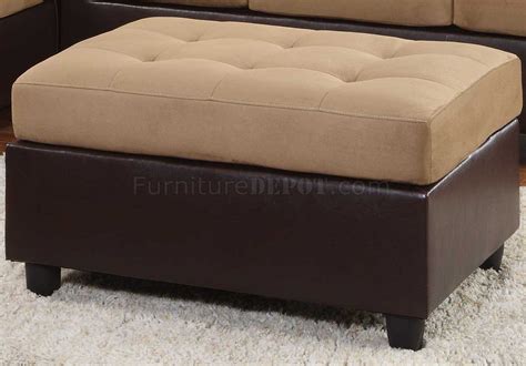 Light Brown Microfiber Modern Sectional Sofa w/Ottoman