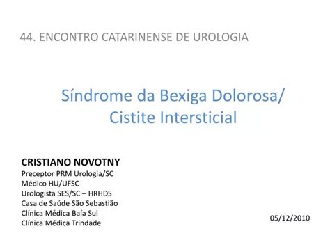 PPT Síndrome da Bexiga Dolorosa Cistite Intersticial PowerPoint