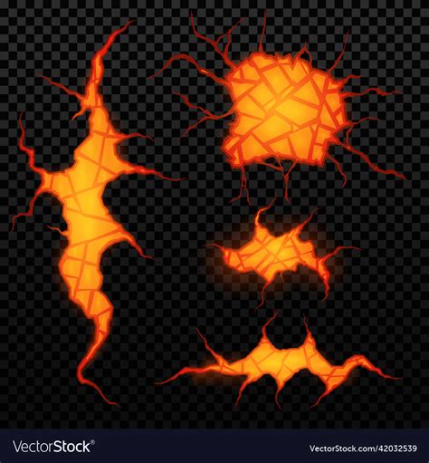 Ground Crack With Lava Volcanic Magma Earthquake Vector Image