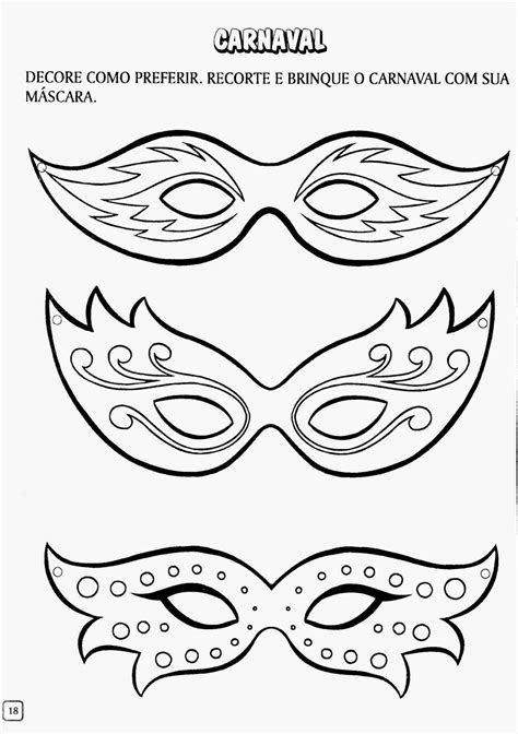 Desenhos Para Pintar Mascaras De Carnaval Para Colorir