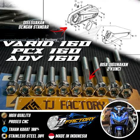 Jual Set Baut Stainless Cnc Bak Cvt Vario Adv Pcx Kunci By