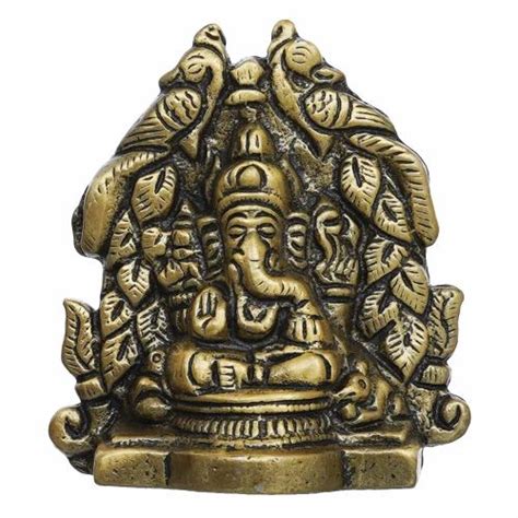 Eunoia Crafts Metal Handcrafted Golden Lord Ganesha Idol Decorative