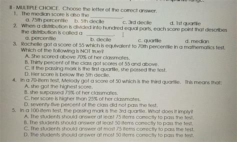 Solved Ii Multiple Choice Choose The Letter Of The Correct Answer