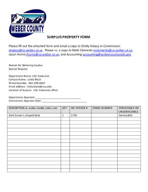 Fillable Online Surplus Property Form Weber County Fax Email Print