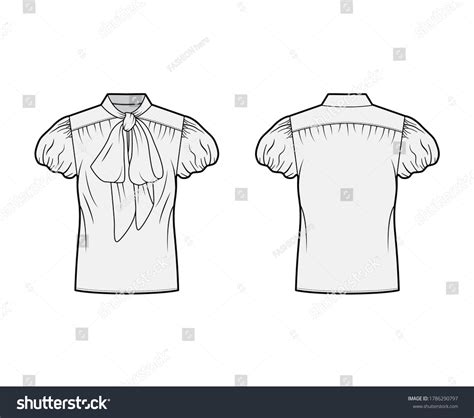 Pussy Bow Blouse Technical Fashion Illustration Oversized Stock Vector Royalty Free 1786290797