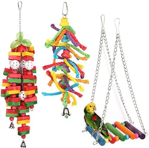 Amazon Pack Bird Parrot Toys Set Hanging Bell Pet Bird Cage