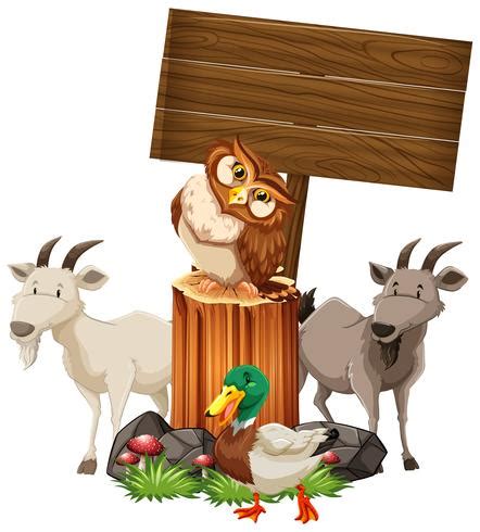 Animals by the wooden sign 431187 Vector Art at Vecteezy