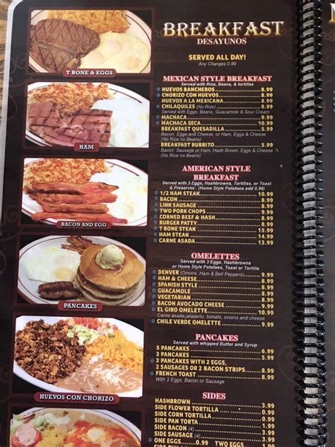 Menu At Taco Giro Mexican Grill Seafood Restaurant Casa Grande