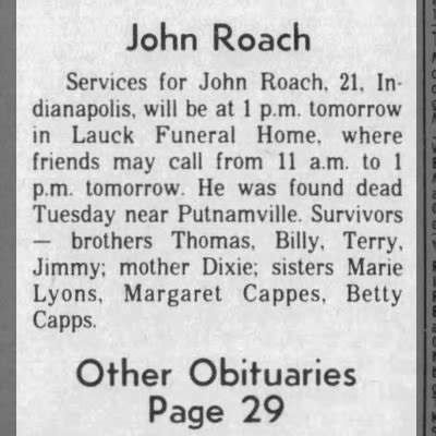 Obituary For John Roach Aged Newspapers