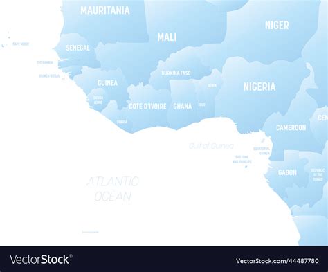 Western africa detailed political map with lables Vector Image