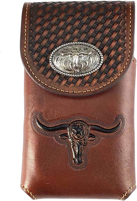 Western Genuine Leather Longhorn Belt Loop Cellphone