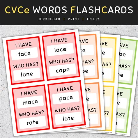 Cvce Words Flash Cards I Have Who Has Long Vowels A I O U [set 2] Made By Teachers