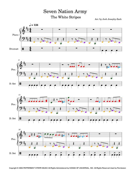 Seven Nation Army Arr Harvardthud By White Stripes Sheet Music For