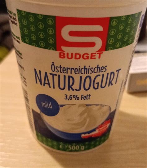 Österreichisches Naturjoghurt 3 6 Fett S Budget kalorie kJ a