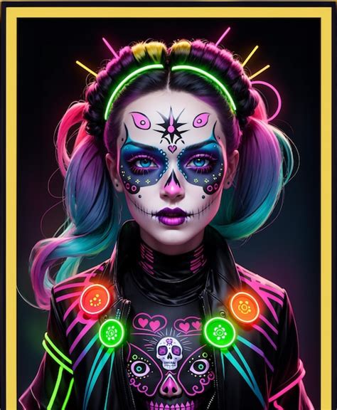 Neon Face Paint Skull