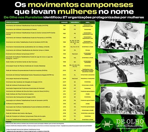 Lista de organizações e movimentos feministas no campo