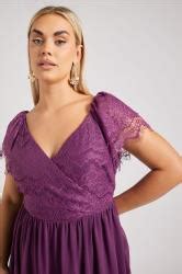 Yours London Plus Size Purple Lace Maxi Wrap Dress Yours Clothing