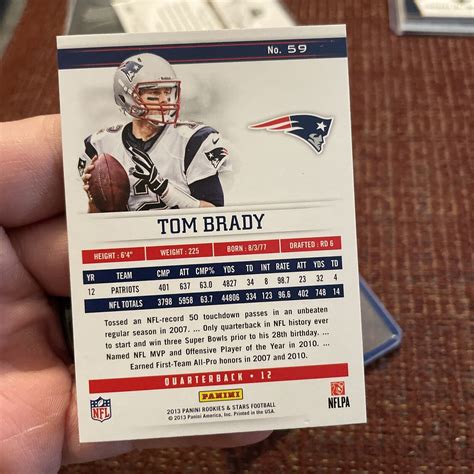 2013 Panini Rookies And Stars Tom Brady 59 New England Patriots Qb