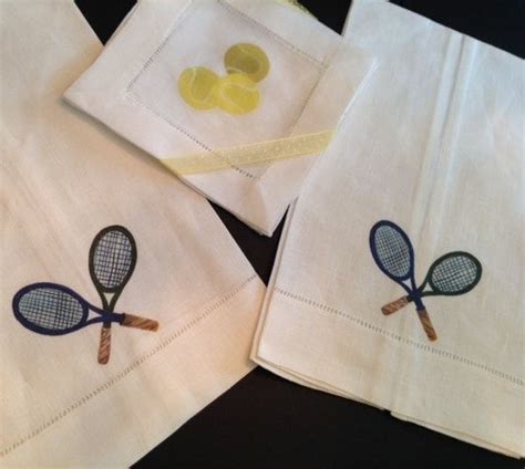 Tennis Racket Decorative Guest Towel Set Etsy Guest Towels Towel Set Linen Cocktail Napkins